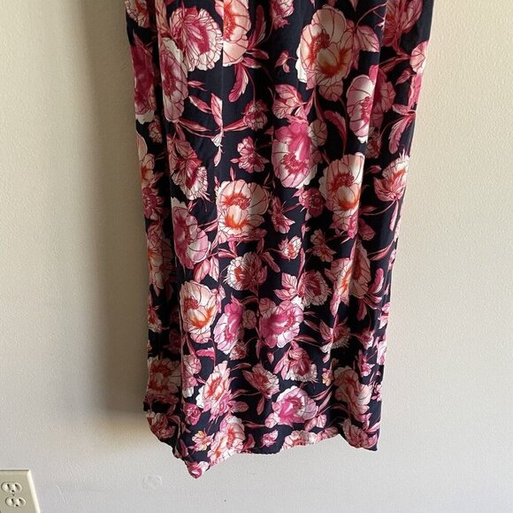 Band Of Gypsies Women XS Blue Pink Floral Spaghetti Straps Tie Front Maxi Dress - Picture 3 of 10